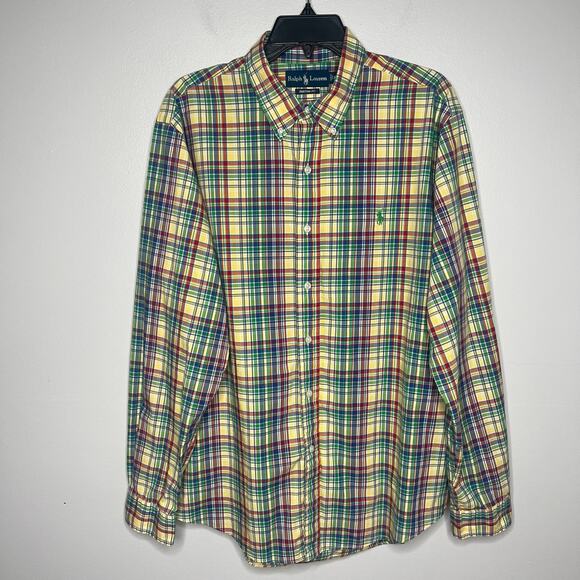 Ralph Lauren Mens XL Custom Fit Multicolored Plaid Long Sleeve Shirt Button-Down - Picture 1 of 12